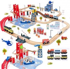 117Pcs Wooden Train Tracks Lot Railway Pieces Set Play for Thomas the Train Brio
