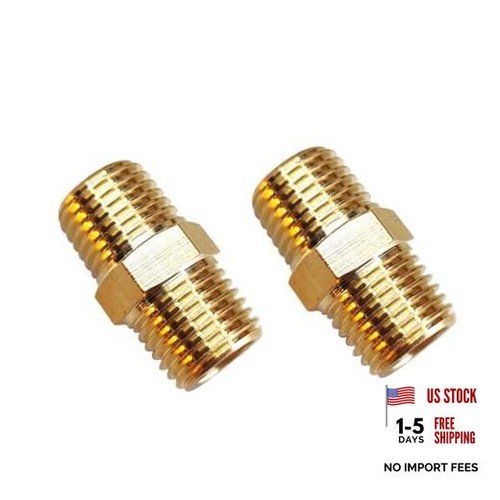 2PCS Hex Brass Nipple 1/4" NPT Male X 1/4" NPT Male Pipe Fitting Male 1/4, 2pcs