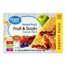 Variety Pack of 32 Count Fruit and Grain Cereal Breakfast Snack Bars 1.3 oz