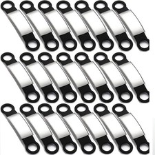 21 PCS Blank Slide On Silent Pet ID Tags Stainless Steel Silicone Dog Cat Collar