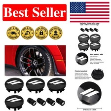 Stylish 4 Piece Wheel Center Hub Caps - 63mm Dodge Custom Fit With Valve Covers