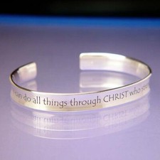 I Can Do All Things Bracelet Cuff Inspirational Message STERLING SILVER Quote