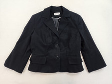 Worthington black spandex stretch faux pockets buttons blazer jacket M