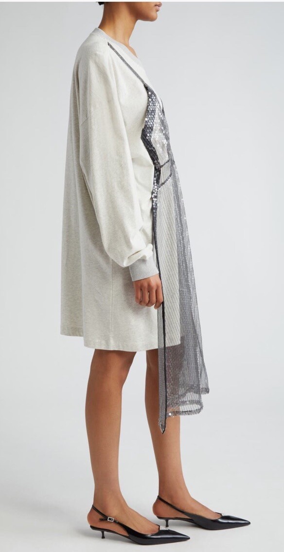 Vaquera◆Oversized Gray Slip Dress /XS/コットン/GRY/VAQ06T007 VAQUERA Oversized Gray Slip Dress Long Sleeve T Shirt With
