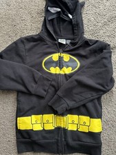 Batman Suit Up Black Full Zip Hooded Sweatshirt Batman Logo Boys Size 10/12 NWT