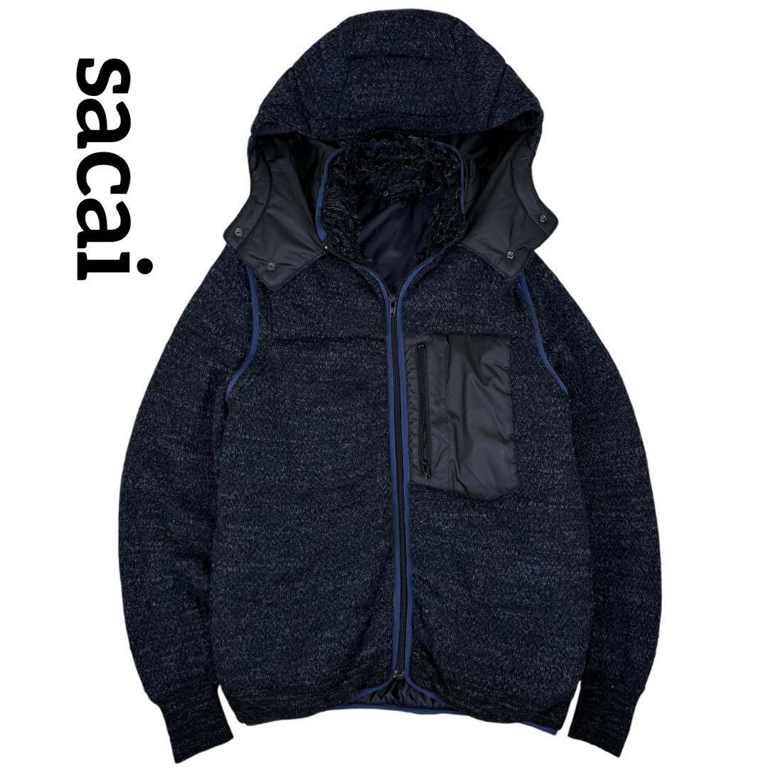 sacai サカイ ALPACA WOOL KNIT HOODED JACKET sacai サカイ ALPACA WOOL KNIT HOODED JACKET