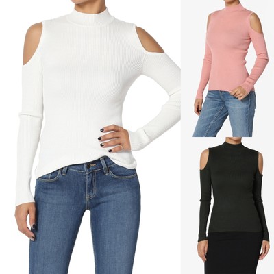 cold shoulder mock neck top