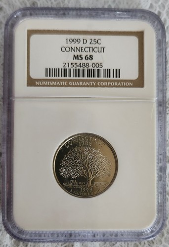 RARE 1999-D Connecticut State Quarter Graded NGC MS 68 Business Strike - Picture 2 of 6