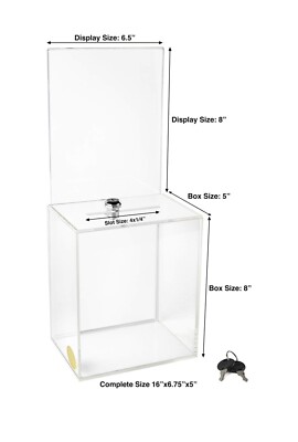 Acryl Charity Donation Ballot Box Fundraising Coin Collection tip Piggy Bank