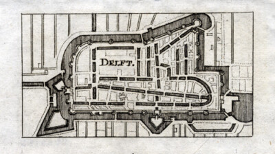 Antiker Druck-DELFT-NIEDERLANDE-Riegel-1691
