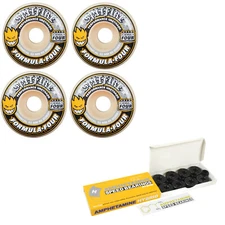 Spitfire Skateboard Wheels 52mm F4 99A Conical Yellow Print + Ceramic Bearings