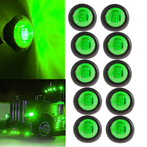 10PCS GREEN Smoked 3/4" Round LED Side Marker Bullet Light Boat Truck Trailer RV - Picture 1 of 11