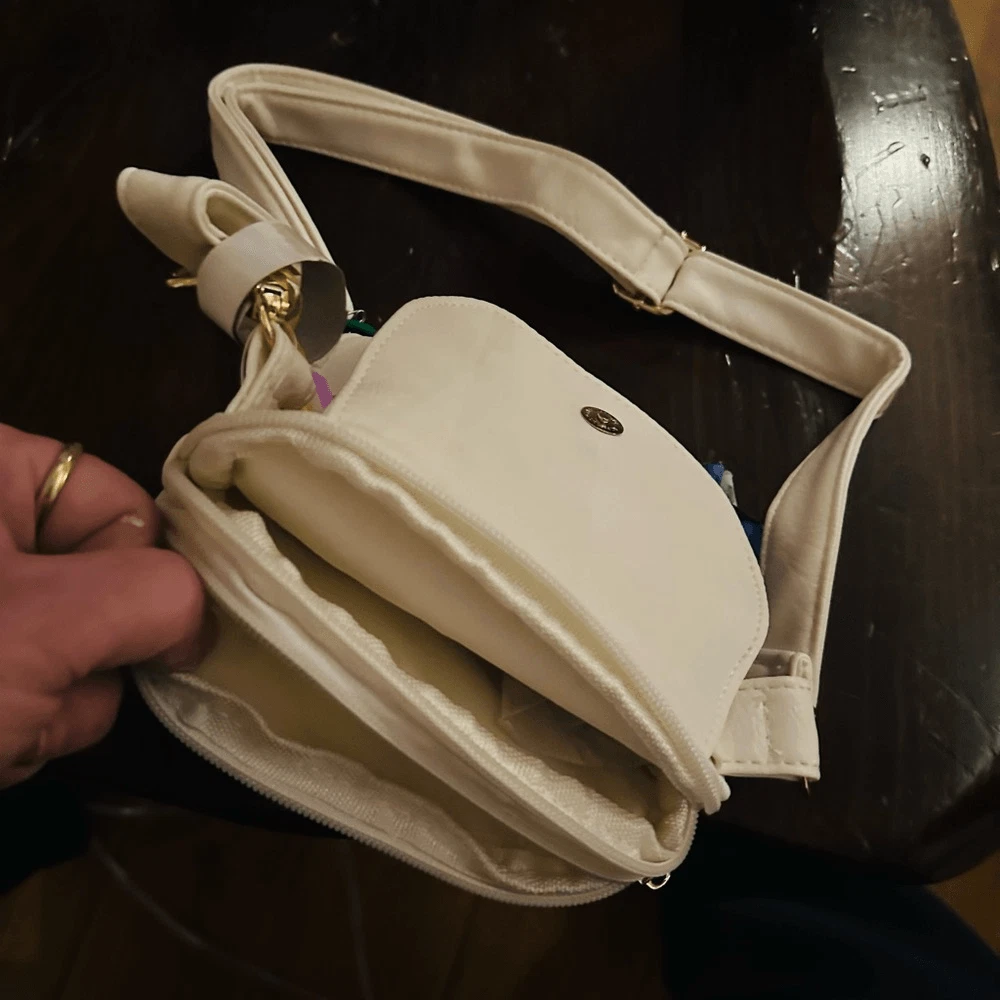 Belt Bag Crossbody Utility Bag Vtg Embroidery Patches White Purse Fanny Pack Wes