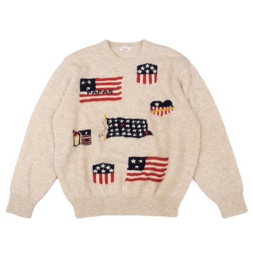 Papas Wool Stars and Stripes Knit Sweater Size M-L(K-139742)