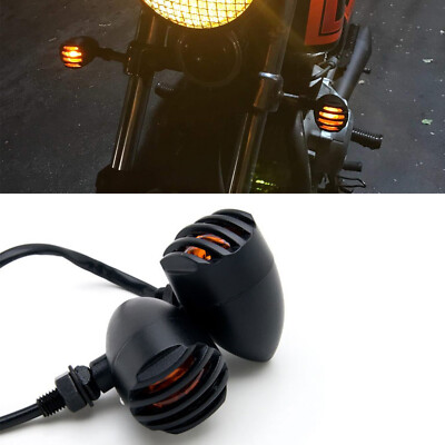 2 x Universal 12V Motorcycle LED Indicator Lights for Harley Cruiser Chopper Retro Custom Cruiser Cafe Racer ATV