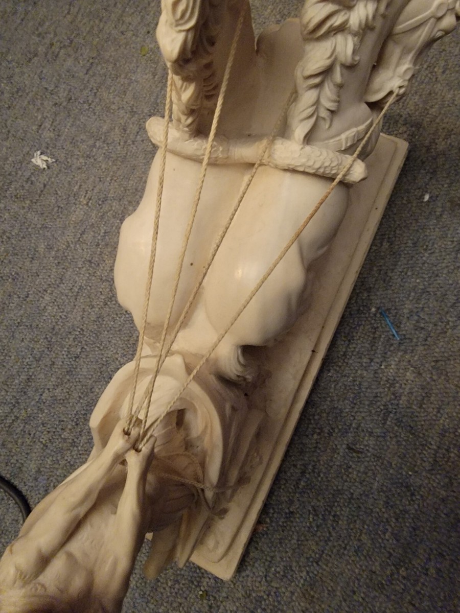 Santini Ben Hur Statue of Charioteer with 2 Horses Signed Vintage