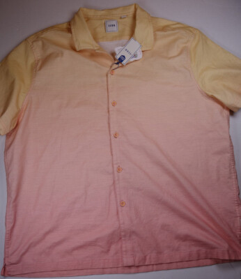 ROWM Yellow Orange Gradient Endless Summer Stretch Front Button Shirt 2XL XXL