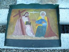 TRÓJCA WOTYWNA TABLICA Blaszany obraz Obraz świętych Biżuteria Obraz wotywny Marterl