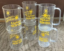 Vintage Set Of 6 Plastic Lipton Sun tea Glasses/Mugs