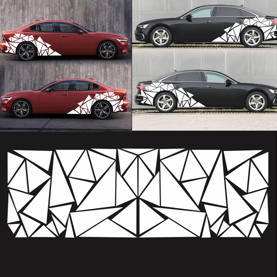 Pegatina triángulo blanca calcomanías adhesivas laterales de carrocería calcomanías vinilo arte gráficos pegatina Foto 2 de 4