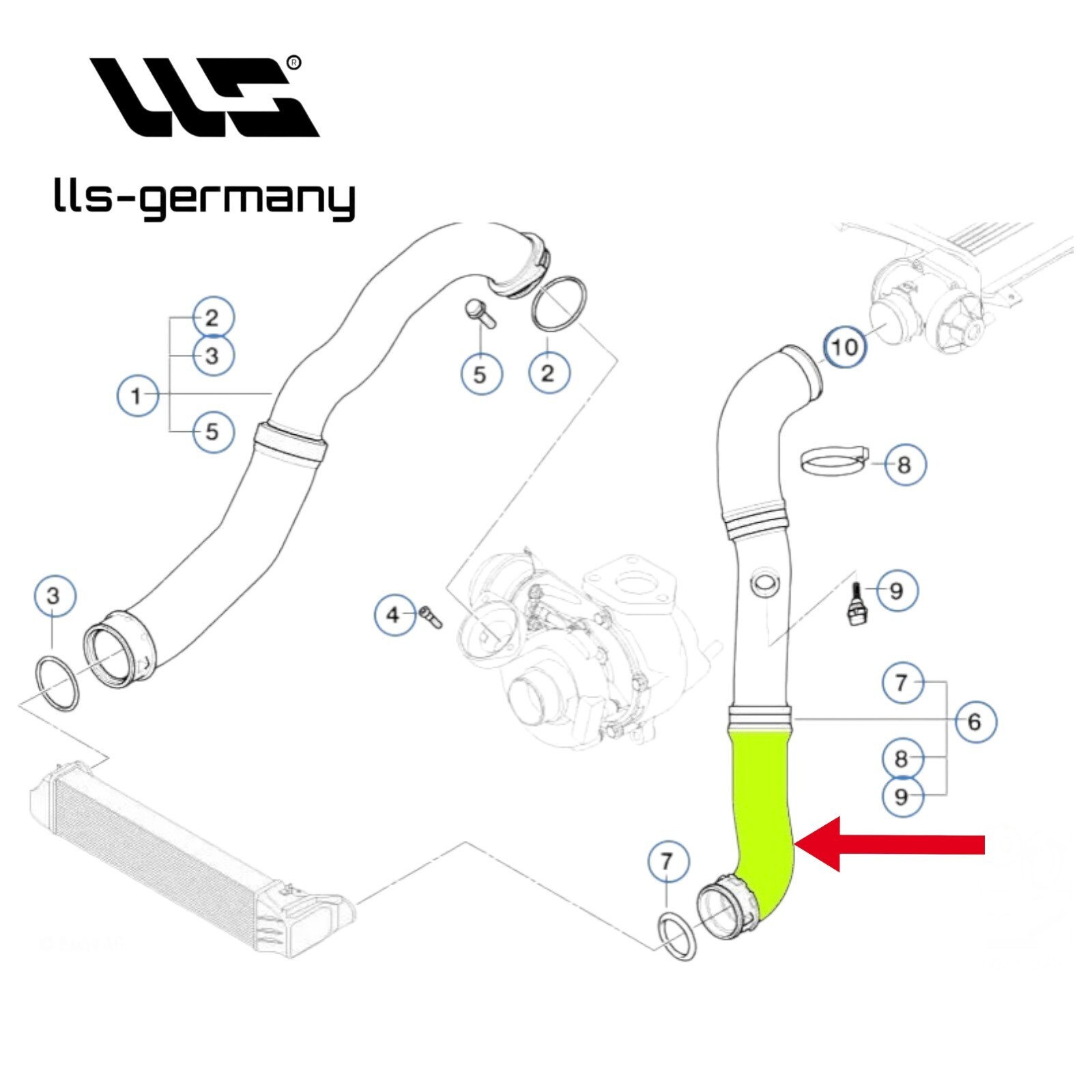 Turbo Hose Intercooler Hose Compatible With BMW E46 318D 320D 320CD 11617791393