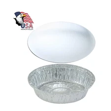 7 inch Round Aluminum Foil Disposable Pans With Board Lids - Food Container