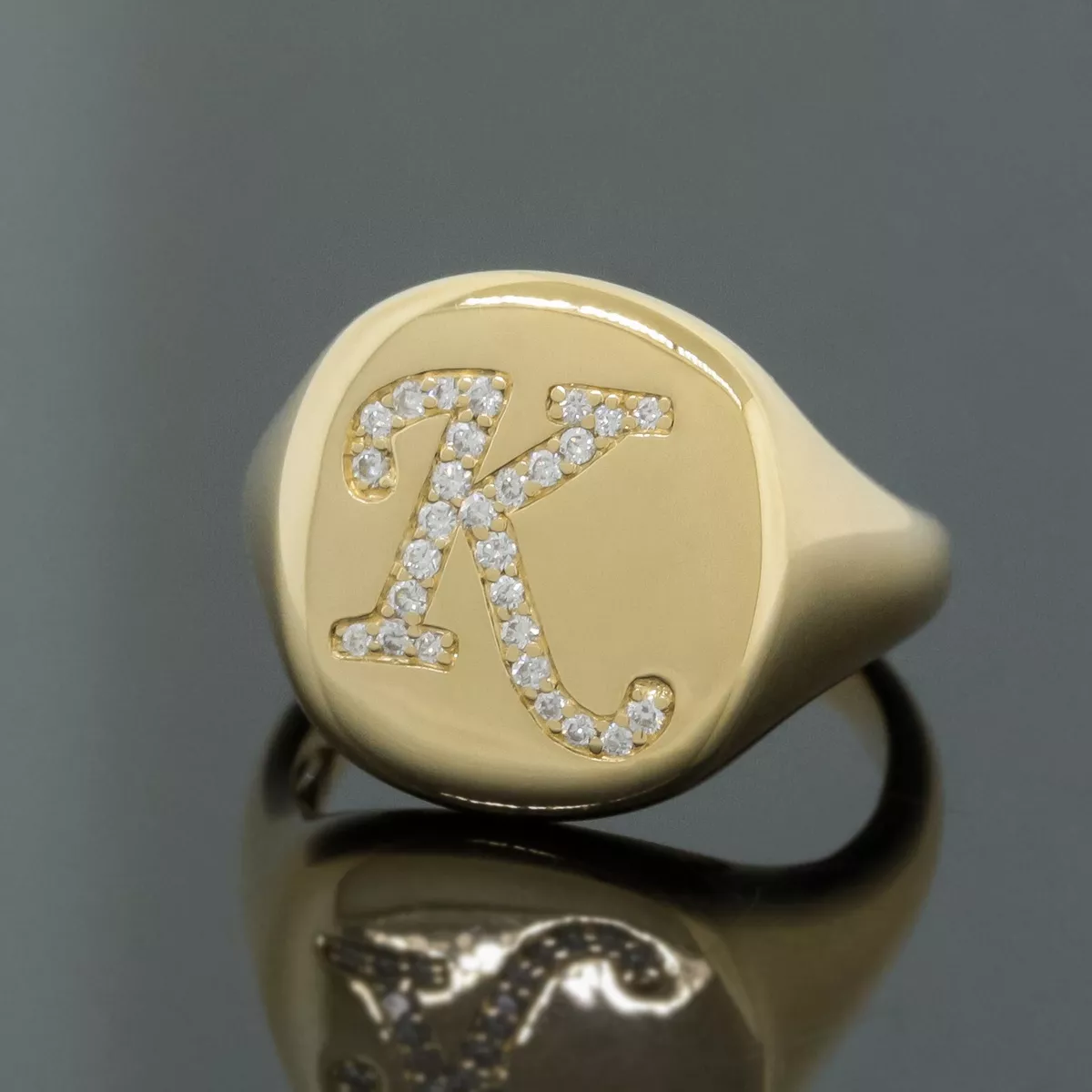 David Yurman DY Initial Pinky Ring in Sterling Silver with Diamonds