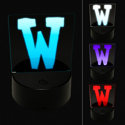 Letter W Uppercase Cute Typewriter Font 3D Illusion LED Night Light Sign Lamp