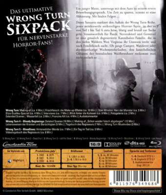 Wrong Turn Complete Collection Part 1 2 3 4 5 6 BLU-RAY Box