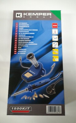 Kit Pirografo Professionale Kemper 1500PRO Con 7 Accessori - Due Livelli Di Potenza, Supporto Regolabile, Per Incisione E Decorazione