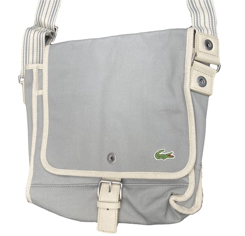 LACOSTE MESSENGER BAG Small Vintage M60 Soft Casual 6 Light Grey NEW - Picture 2 of 13