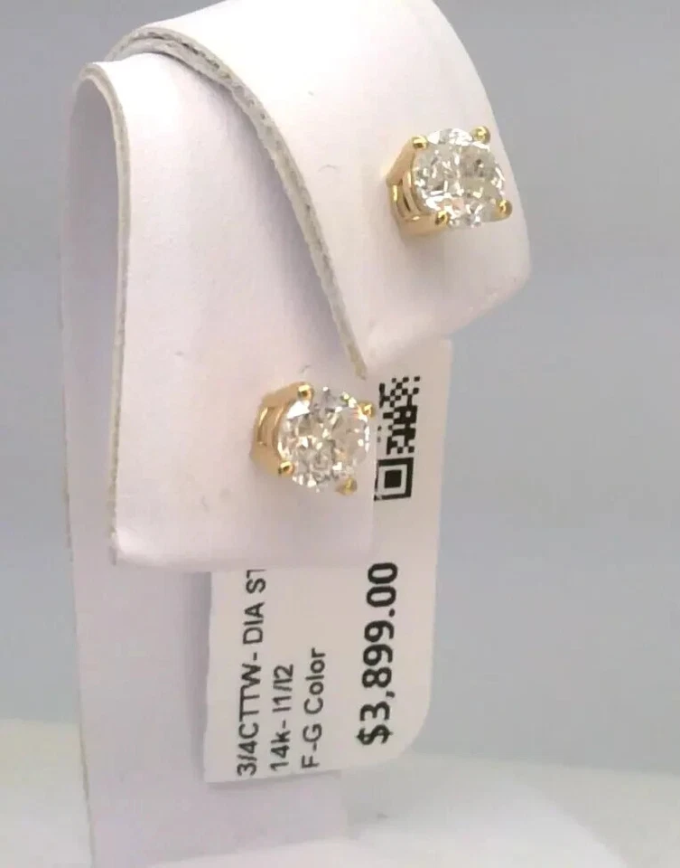 $3,999 – Certified 3/4 CTTW Real Diamond Stud Earrings – Solid 14K Yellow Gold - Image 4 of 4