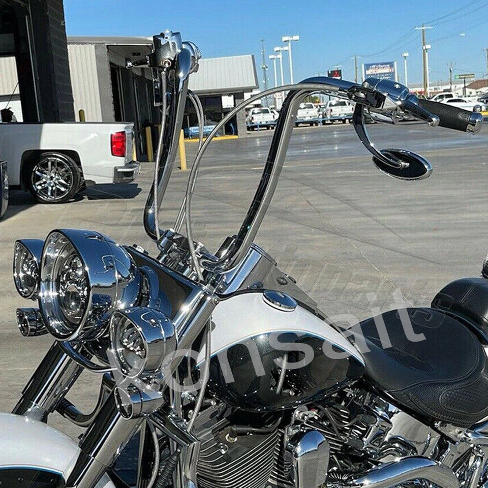 10" Meathook Ape Hanger Bars Handlebars For Harley Touring Street Glide Electra - Изображение 2 из 4