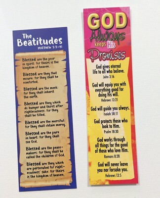 PAIR OF BOOKMARKS The Beatitudes + God Always Keeps His Promises SCRIPTURE FAITH
