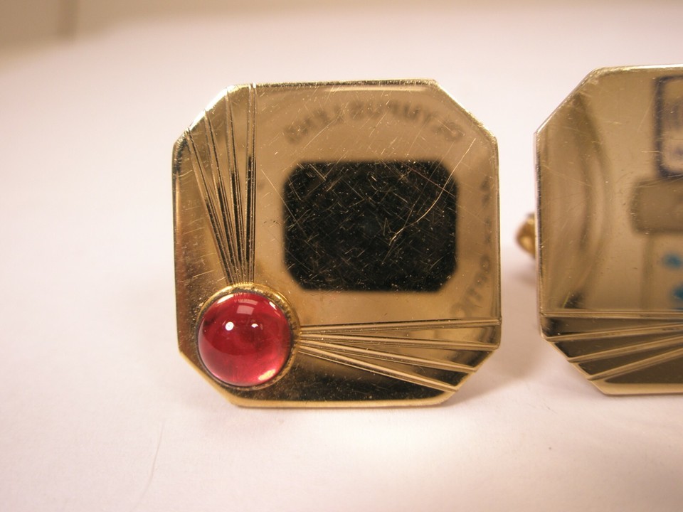 Red Cabochon 1/20 12K GOLD FILLED Vintage ANSON Cuff Links eBay