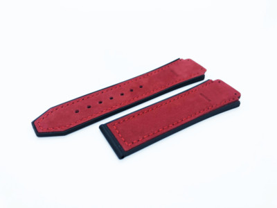 Rot 26/22 mm Top Wildleder Leder Armband/Band passt HUBLOT Uhr Big Bang