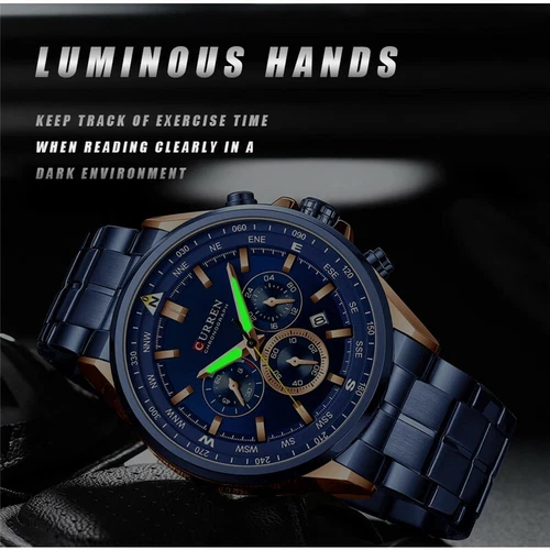CURREN Fashion Watch Men Chronograph Wristwatch Business Steel Quartz Date Watch - Picture 7 of 28