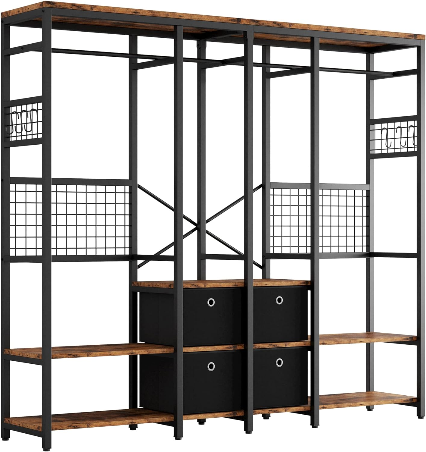 Garment Racks with Shelves 4 Drawers and 8 Hooks Heavy Duty Closet Organizer for-image