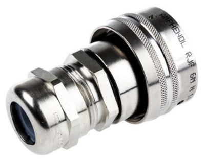 Amphenol RJF, Cat5e 8-fach gerade Kabelhalterung vernickelt Metallgehäuse RJ45 Co