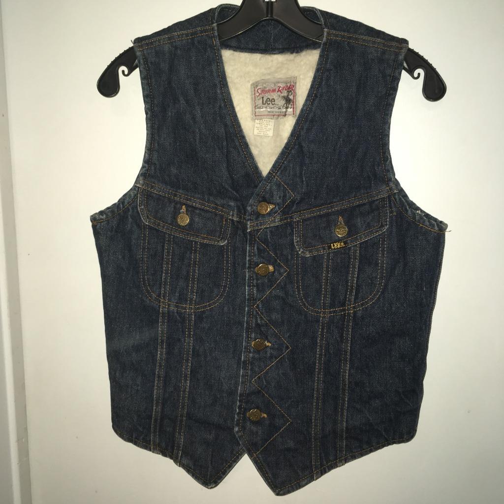 Lee Storm Rider Vintage 1970's Blue Denim & Shearling Jean Vest S