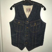 Lee Storm Rider Vintage 1970's Blue Denim  Shearling Jean Vest S/M