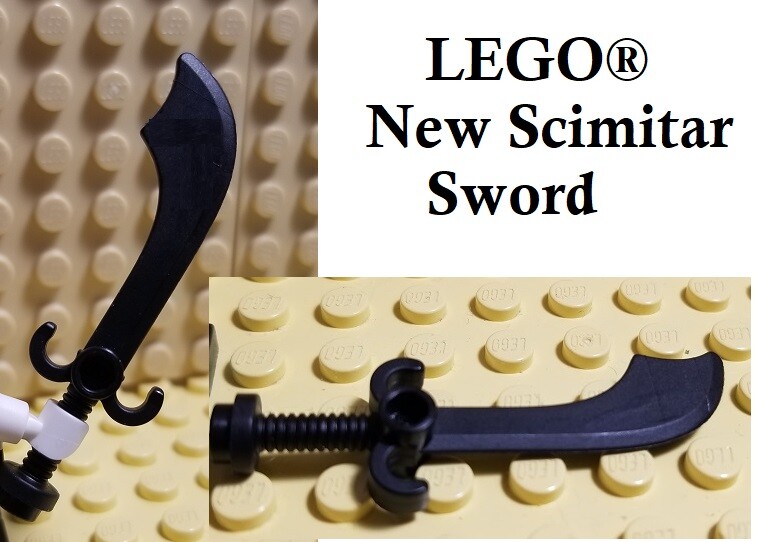 LEGO Black Scimitar Arabian Sword Wide Blade Orient Curved Handle