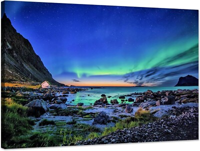 #ad Aurora Borealis Canvas Wall Art Northern Lights Prints Painting Artwork for L... $32.74