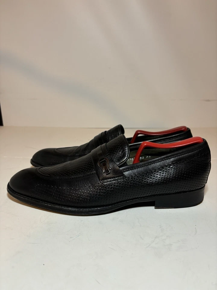 Vero Cuoio Lav. Mocasines sin cordones Artigiana para hombre con punta de almendra de cuero negro talla 42 Foto 2 de 4
