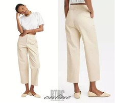 High-Rise Straight Ankle Chino Pants A New Day TAN Cotton Spandex Relax X2EE61