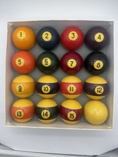 Vintage Brunswick Style Pool Balls Set Complete 2.25" High Quality Inlaid Resin