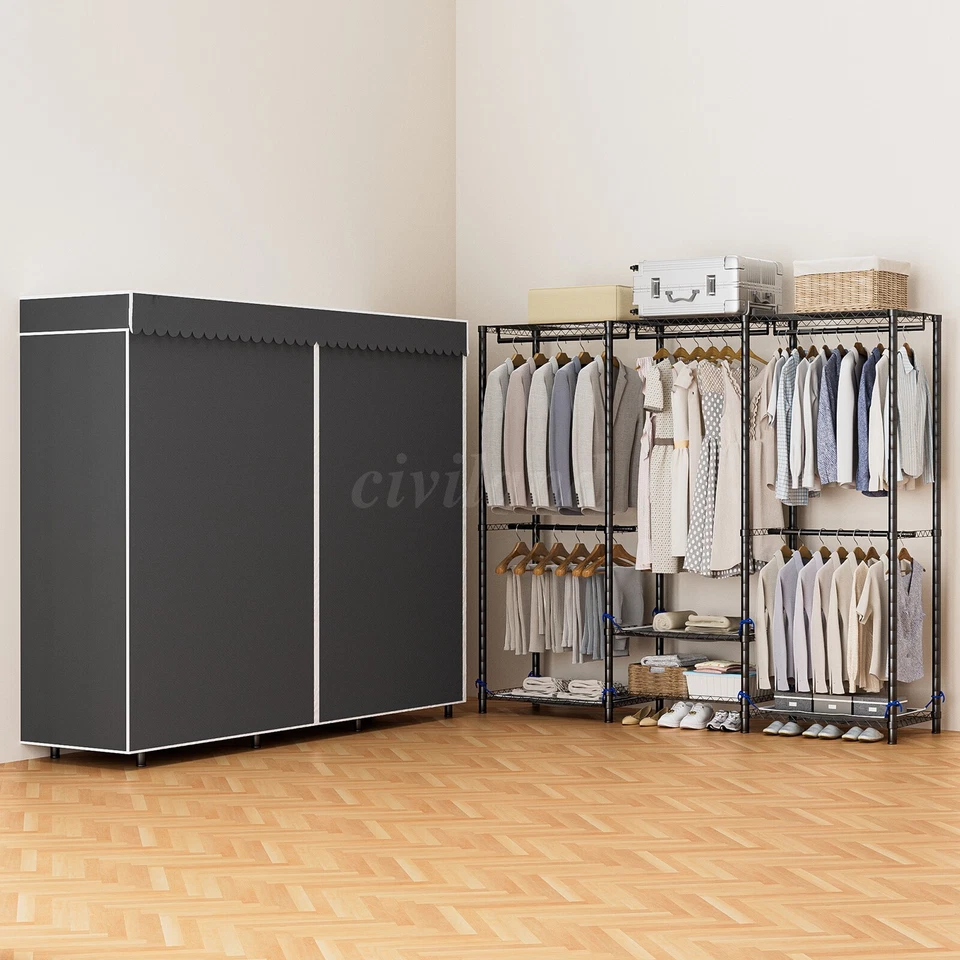 Heavy Duty Garment Rack Large Clothes Rack Freestanding Closet Clothing Shelves - Image 2 of 4