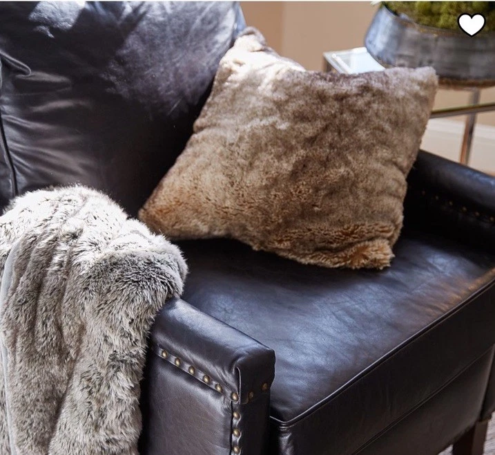 Pottery Barn FAUX FUR Pillow Cover 18" Brown INCLUDES PB Feather Insert EXC! - Image 2 of 4