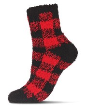 MeMoi Women's Classic Buffalo Plaid Cozy Crew Socks Red 9-11 9-11,