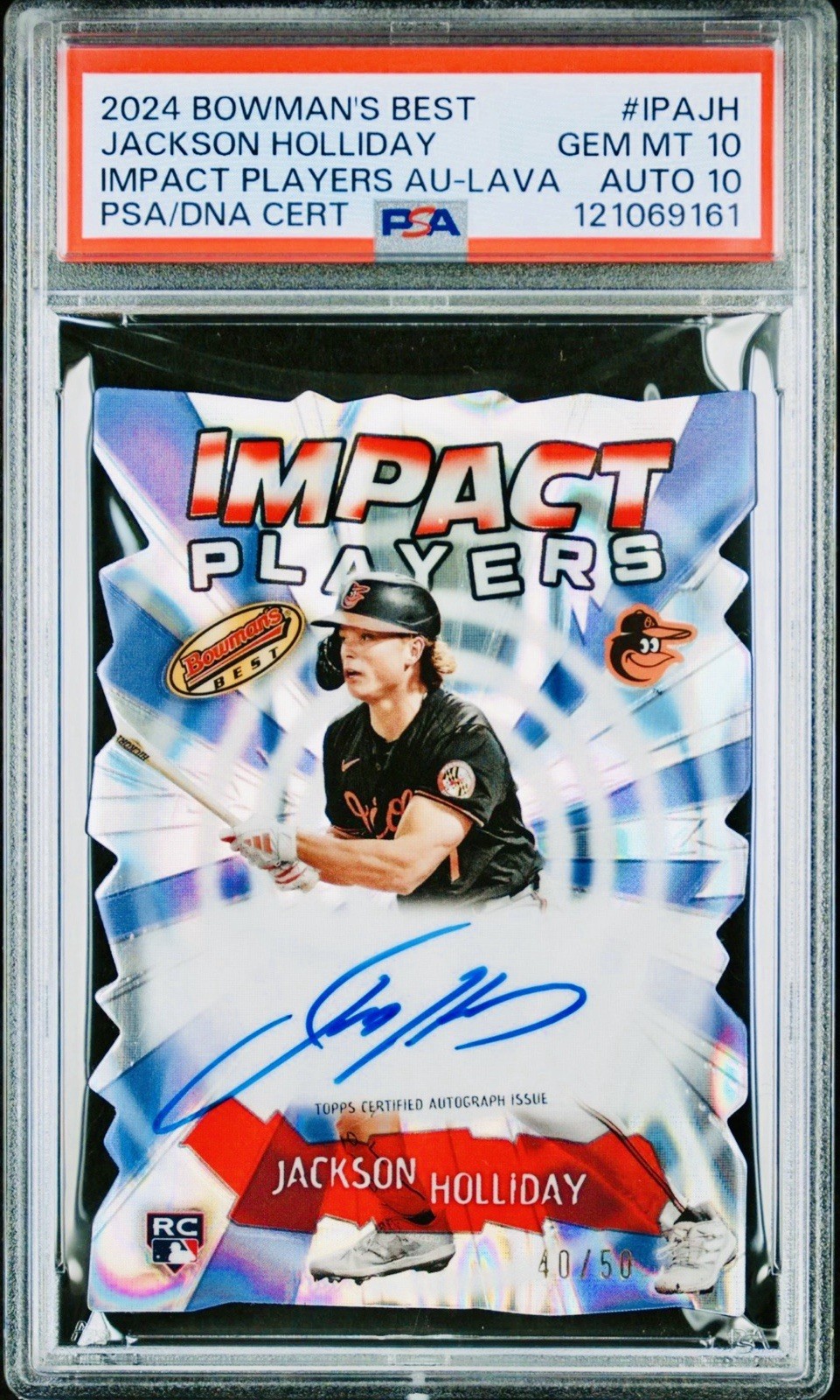 2024 Bowman's Best JACKSON HOLLIDAY Auto Impact Players Lava /50 PSA 10 #IPA-JH